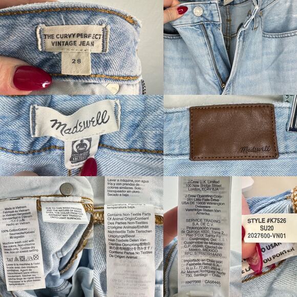 Madewell The Curvy Perfect Vintage Fitzgerald Light Wash Denim High Rise Jeans - Picture 12 of 16